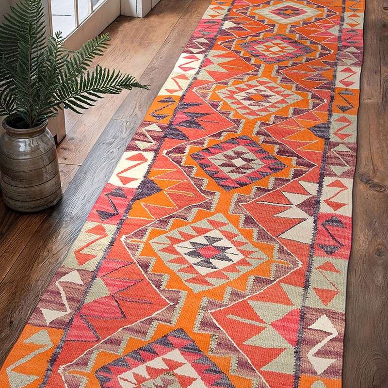 Vintage Anadolu Kilim Yolluk - 93 cm x 325 cm - K0077129