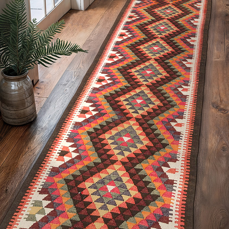Alfombra Kilim Tribal Vintage - 88 cm x 363 cm - K0077143