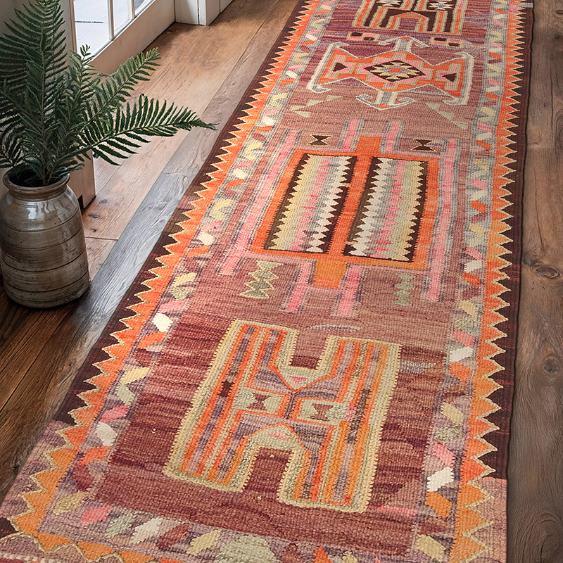 Alfombra Kilim Tribal Vintage - 89 cm x 310 cm - K0077151