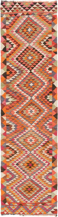 Vintage Tribal Kilim Runner - 2' 9" x 10' 10" (33" x 130")