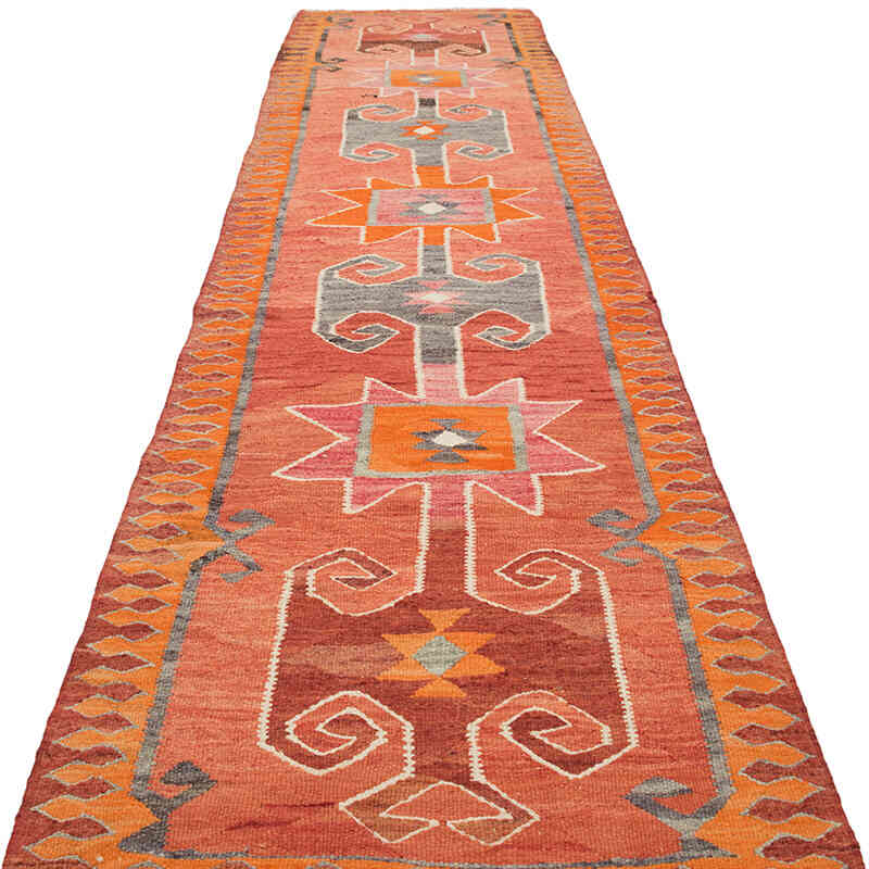 Vintage Tribal Kilim Runner - 3' 1" x 11' 8" (37" x 140") - K0077161