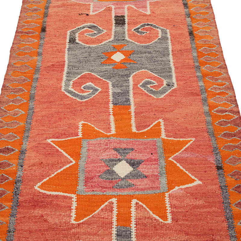 Vintage Tribal Kilim Runner - 3' 1" x 11' 8" (37" x 140") - K0077161