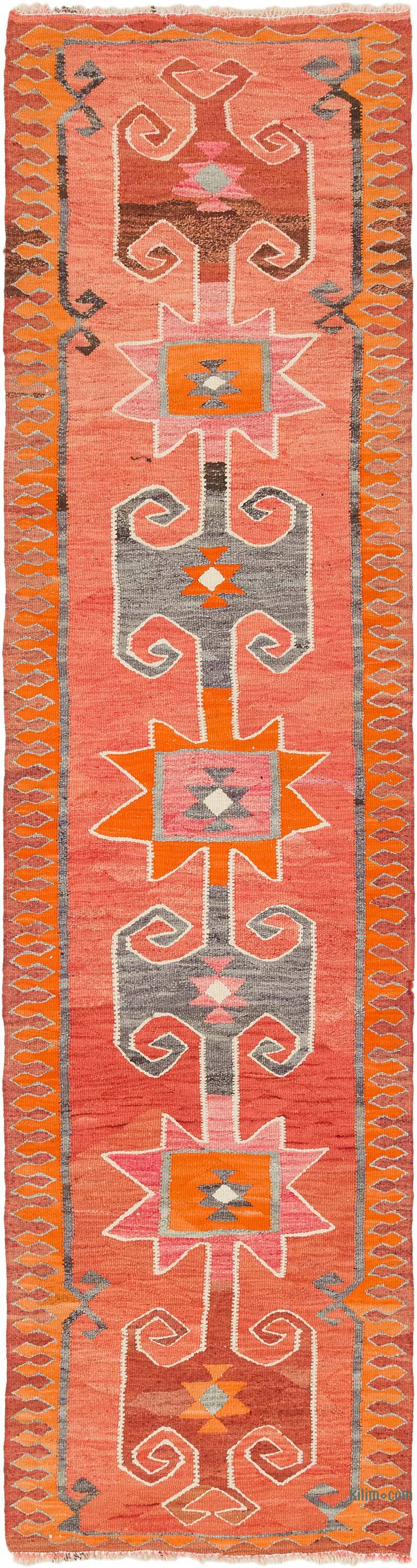 Vintage Tribal Kilim Runner - 3' 1" x 11' 8" (37" x 140") - K0077161