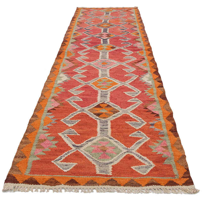 Vintage Tribal Kilim Runner - 3' 1" x 11' 7" (37" x 139") - K0077164