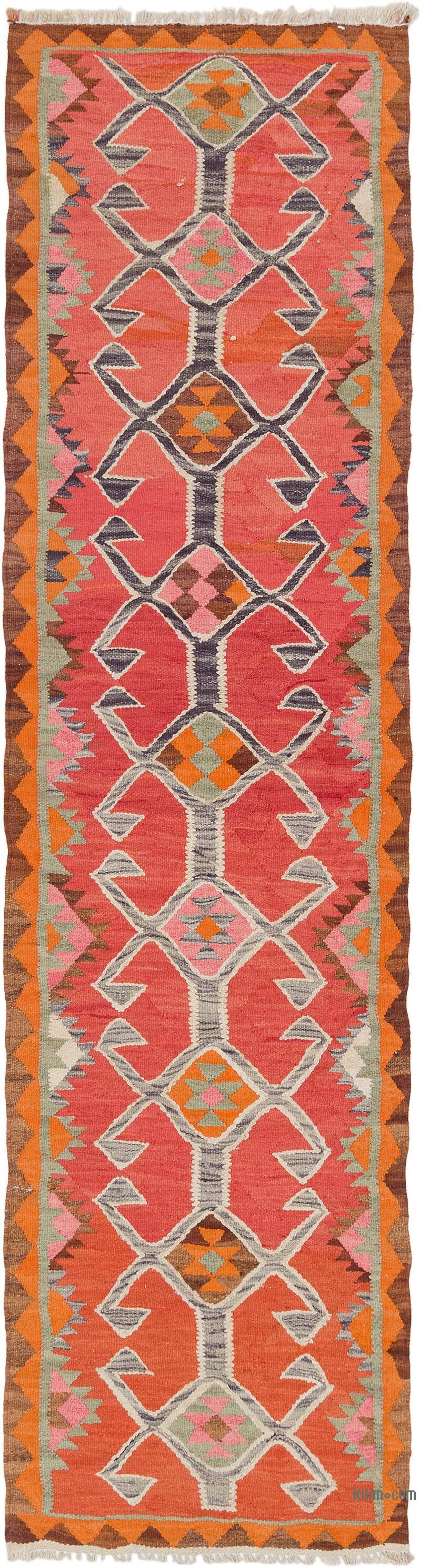 Vintage Tribal Kilim Runner - 3' 1" x 11' 7" (37" x 139") - K0077164