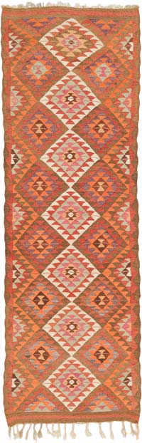 Vintage Tribal Kilim Runner - 3' 6" x 10'  (42" x 120")