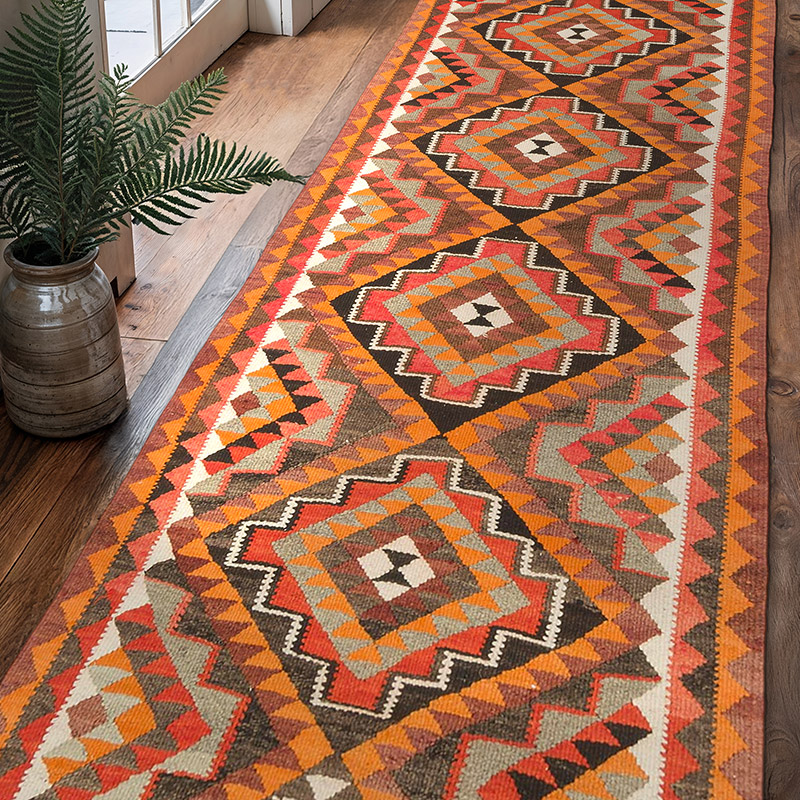 Alfombra Kilim Tribal Vintage - 100 cm x 303 cm - K0077174