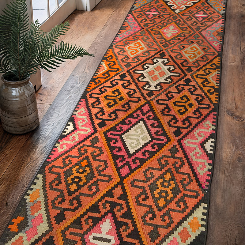 Vintage Tribal Kilim Runner - 2' 11" x 11' 4" (35" x 136") - K0077188
