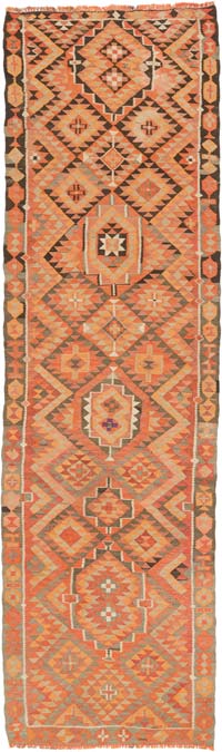 Vintage Tribal Kilim Runner - 3' 3" x 11'  (39" x 132")