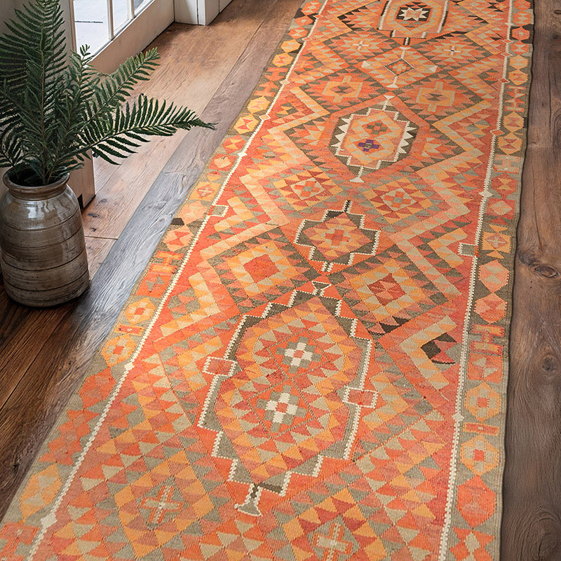 Vintage Tribal Kilim Runner - 3' 3" x 11'  (39" x 132") - K0077193