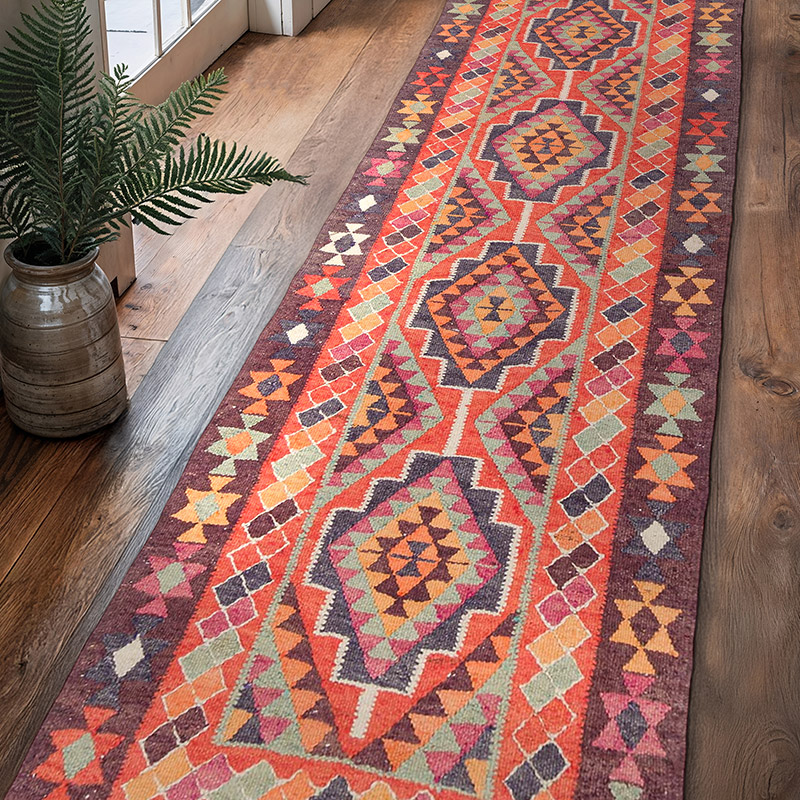 Vintage Anadolu Kilim Yolluk - 96 cm x 365 cm - K0077198