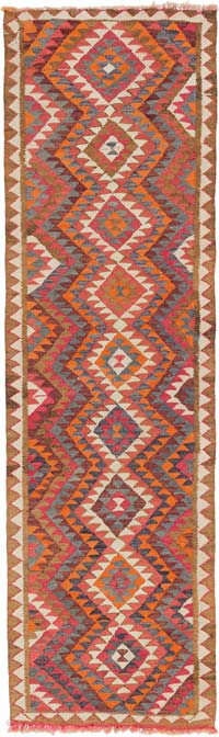 Vintage Tribal Kilim Runner - 3' 3" x 10' 10" (39" x 130")