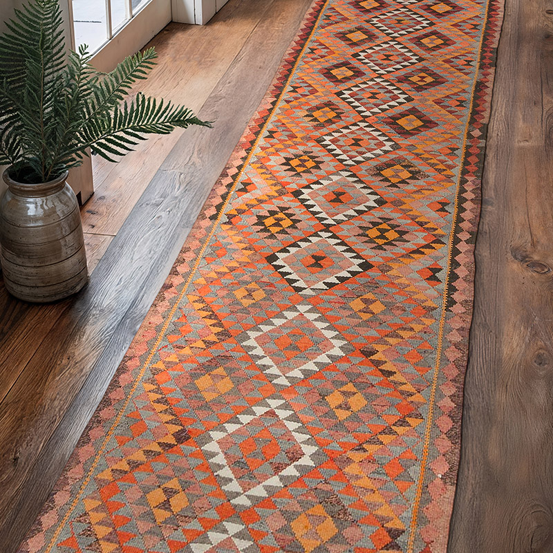 Alfombra Kilim Tribal Vintage - 89 cm x 368 cm - K0077208