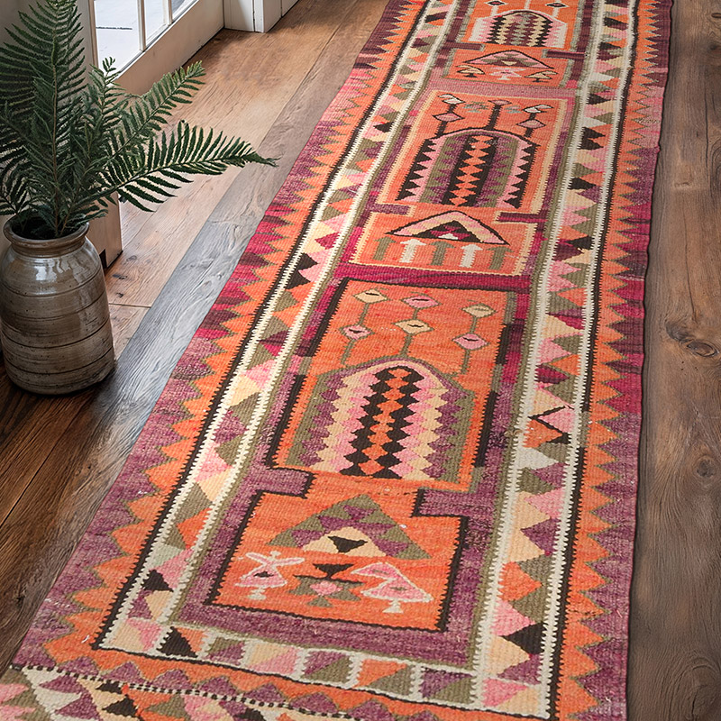 Alfombra Kilim Tribal Vintage - 86 cm x 318 cm - K0077220