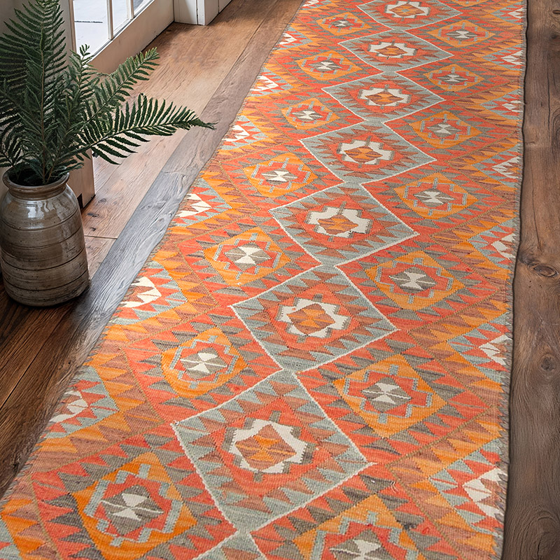 Alfombra Kilim Tribal Vintage - 83 cm x 306 cm - K0077223