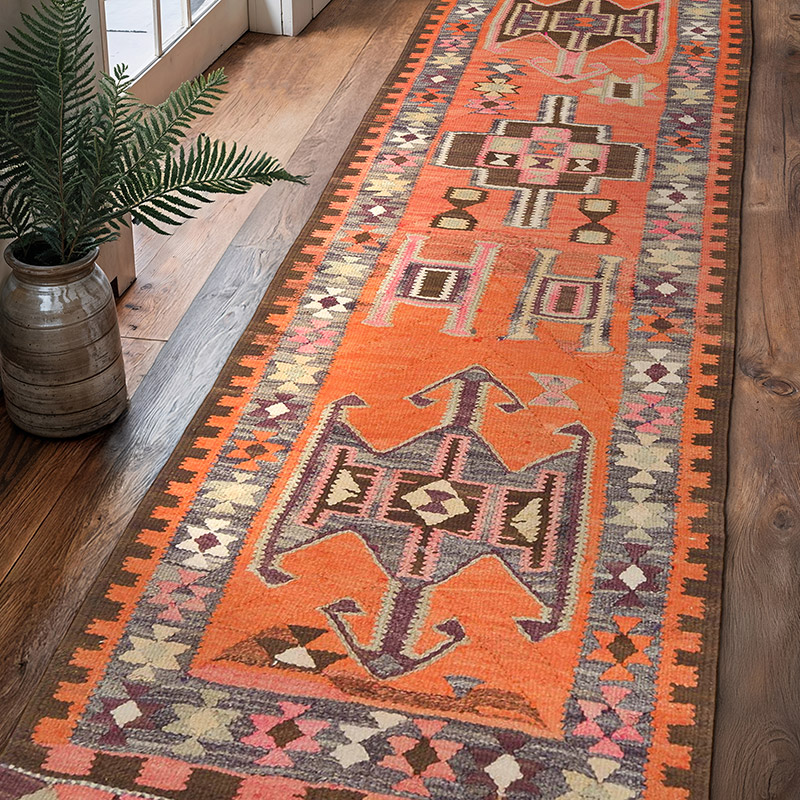 Alfombra Kilim Tribal Vintage - 90 cm x 318 cm - K0077224