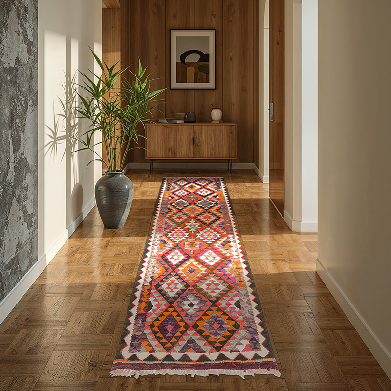 Vintage Tribal Kilim Runner - 2' 10" x 8' 6" (34" x 102") - K0077231