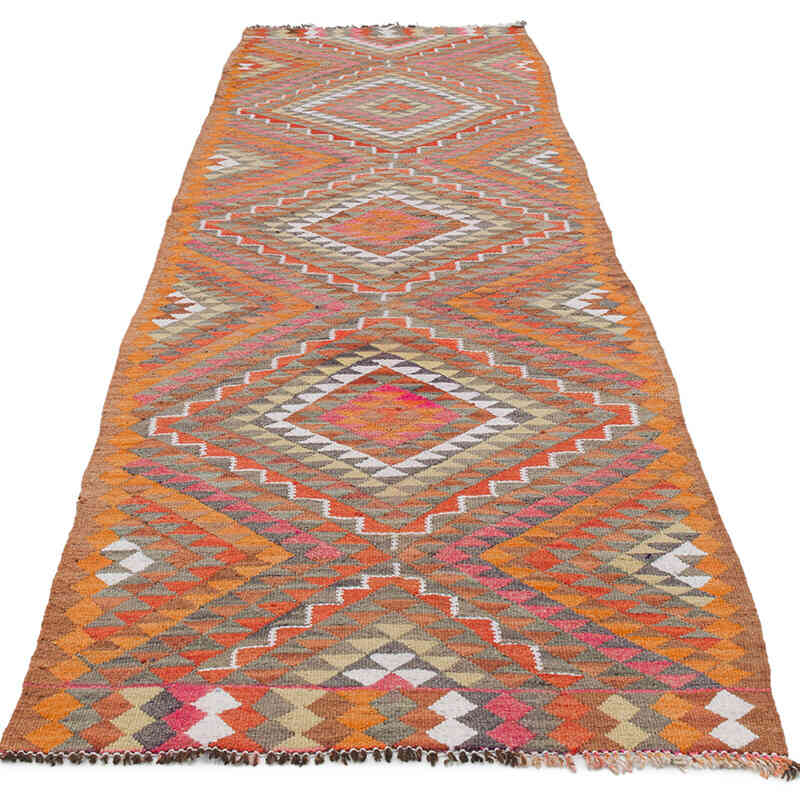 Vintage Tribal Kilim Runner - 3' 1" x 10' 4" (37" x 124") - K0077240
