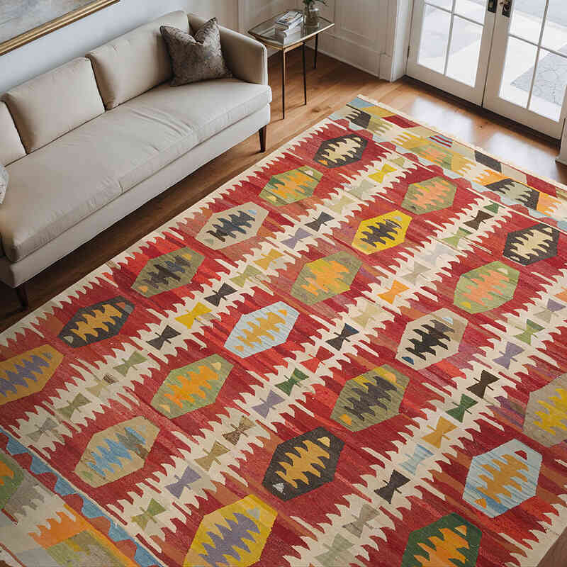 New Turkish Handwoven Kilim Rug - 8' 11" x 11' 2" (107" x 134") - K0077248