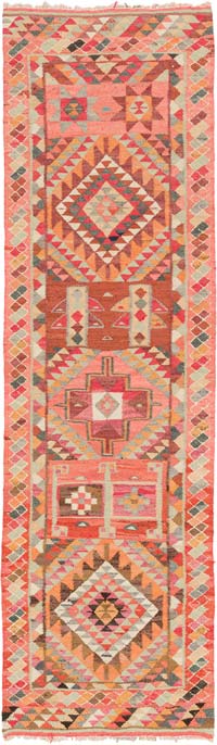 Alfombra Kilim Tribal Vintage - 91 cm x 313 cm
