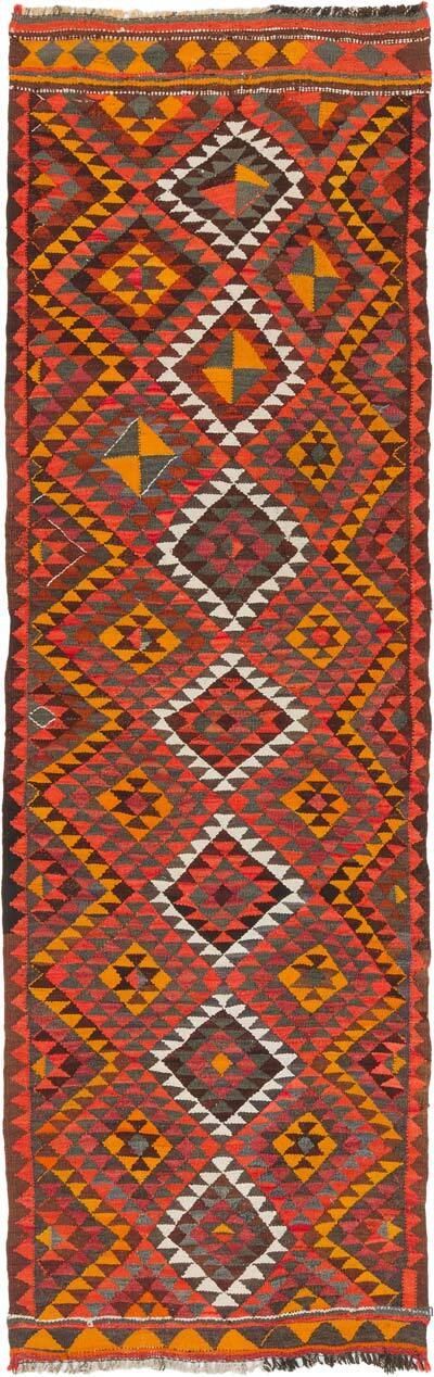 Vintage Tribal Kilim Runner - 3' 3" x 10' 6" (39" x 126")