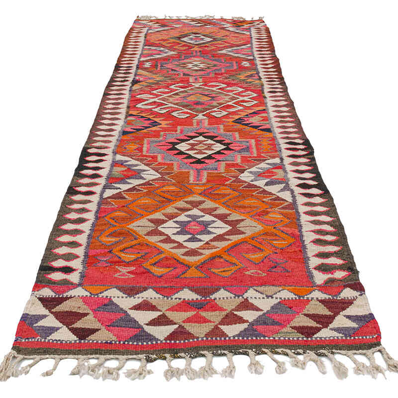 Vintage Tribal Kilim Runner - 3' 1" x 10' 8" (37" x 128") - K0077268