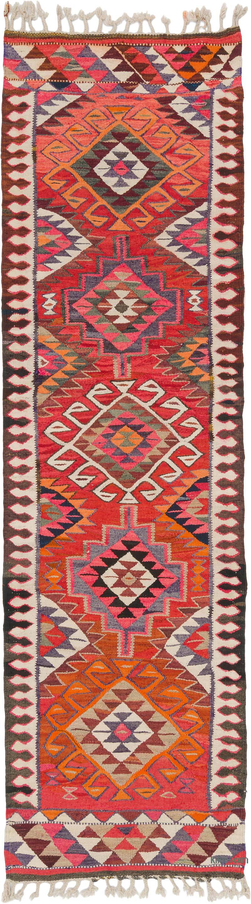 Vintage Tribal Kilim Runner - 3' 1" x 10' 8" (37" x 128") - K0077268