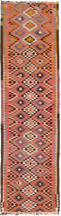 Vintage Tribal Kilim Runner - 3' 1" x 11' 1" (37" x 133")