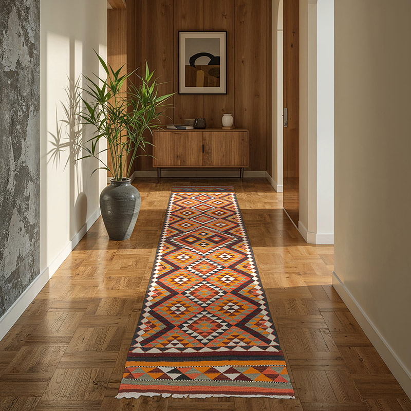 Alfombra Kilim Tribal Vintage - 88 cm x 276 cm - K0077271
