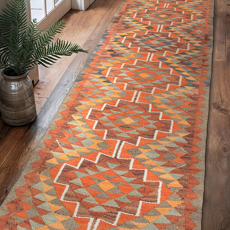 Vintage Tribal Kilim Runner - 2' 7" x 10'  (31" x 120") - K0077275