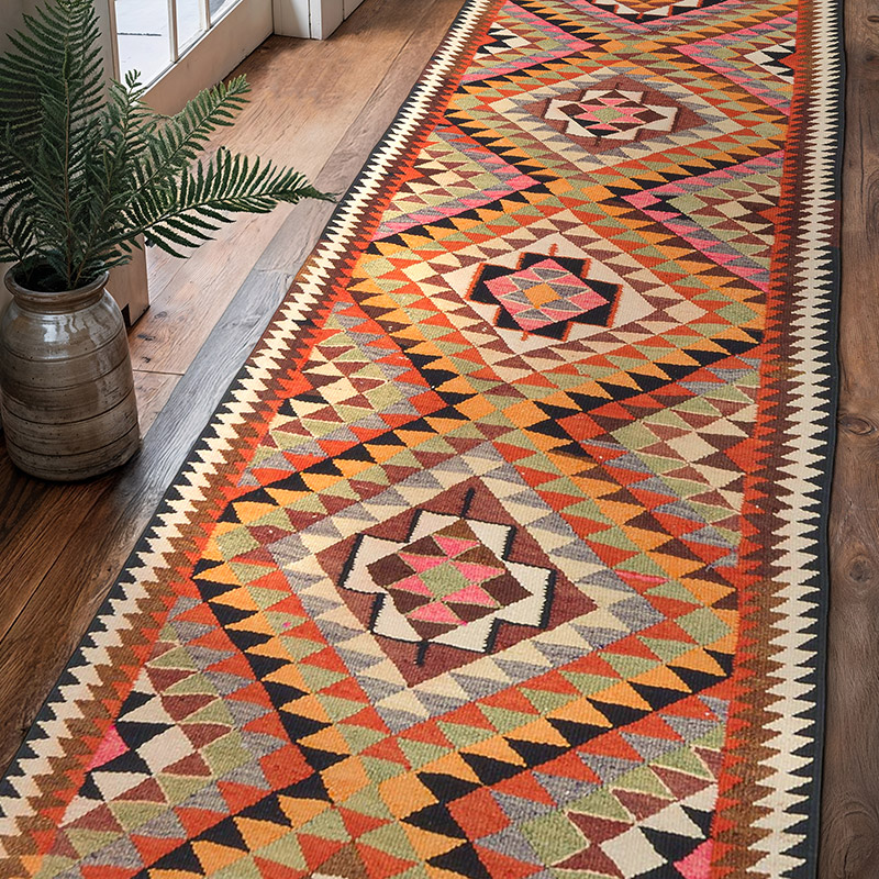 Alfombra Kilim Tribal Vintage - 93 cm x 304 cm - K0077290