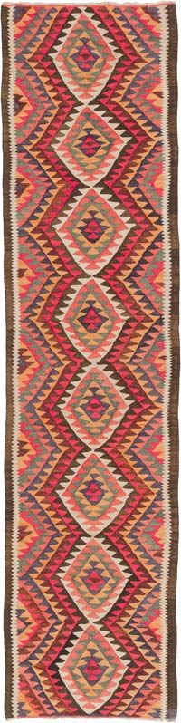 Vintage Tribal Kilim Runner - 2' 9" x 11' 4" (33" x 136")