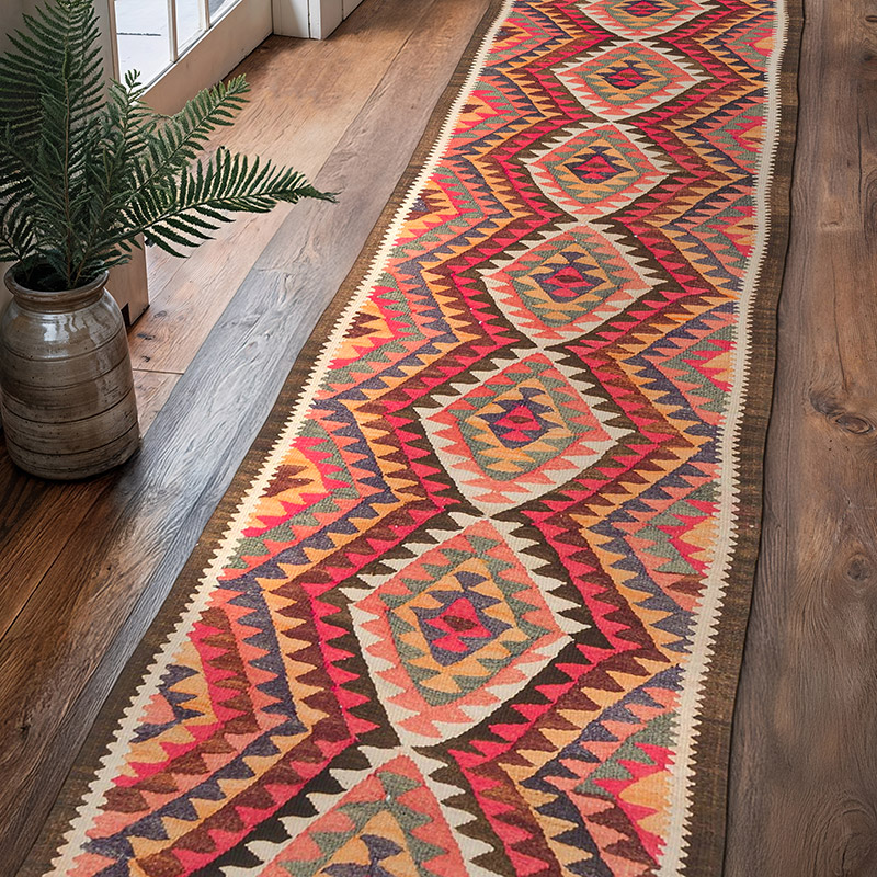 Alfombra Kilim Tribal Vintage - 85 cm x 345 cm - K0077295
