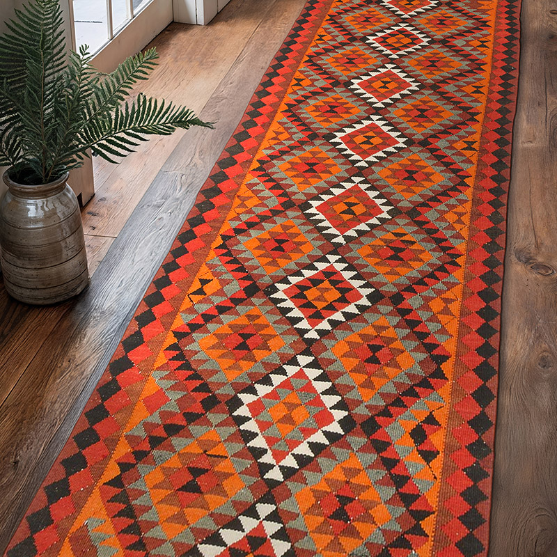 Vintage Tribal Kilim Runner - 3'  x 11'  (36" x 132") - K0077296