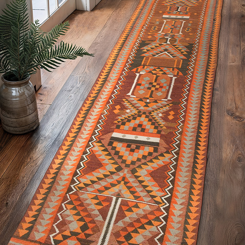 Alfombra Kilim Tribal Vintage - 88 cm x 350 cm - K0077309