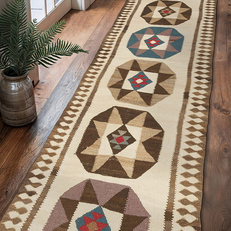 Alfombra Kilim Tribal Vintage - 84 cm x 300 cm - K0077313