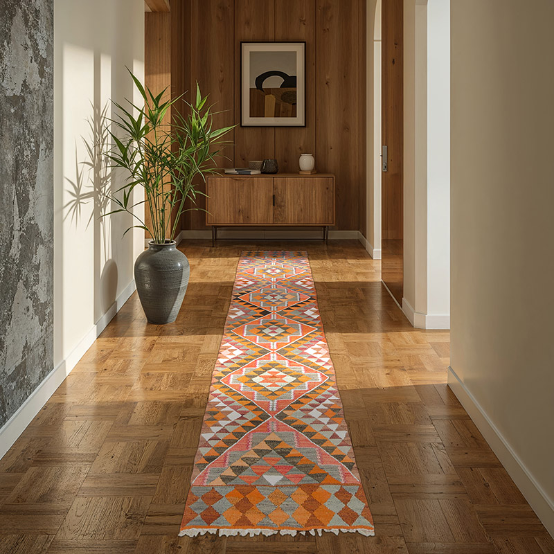 Alfombra Kilim Tribal Vintage - 76 cm x 296 cm - K0077318