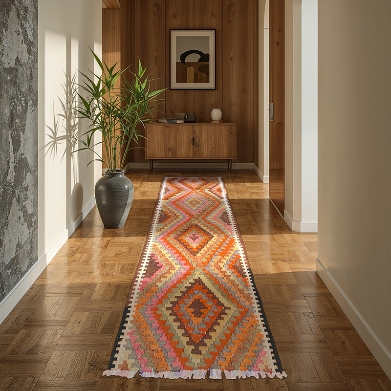 Vintage Tribal Kilim Runner - 2' 11" x 8' 6" (35" x 102") - K0077322