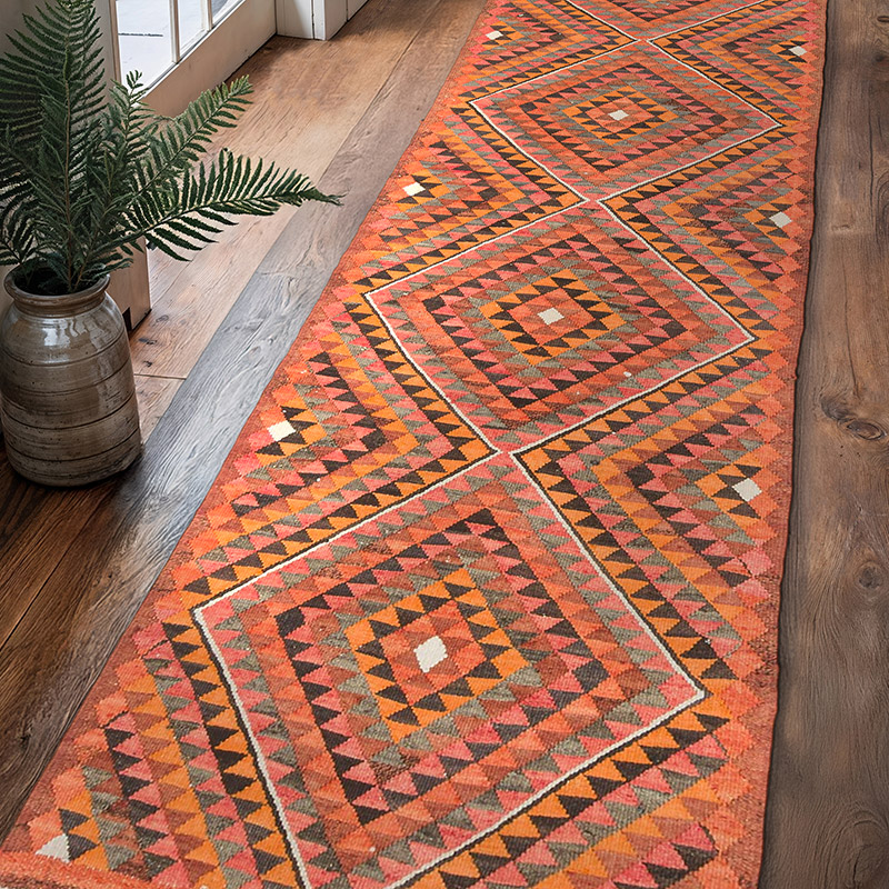 Alfombra Kilim Tribal Vintage - 85 cm x 302 cm - K0077493