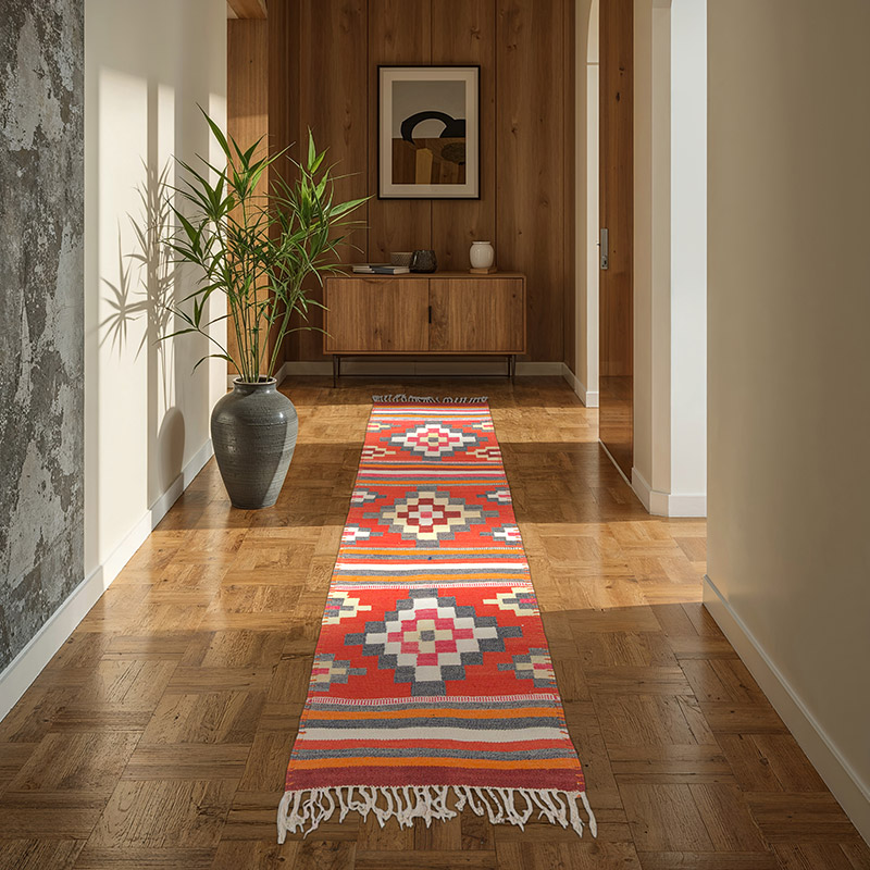 Alfombra Kilim Tribal Vintage - 90 cm x 298 cm - K0077497