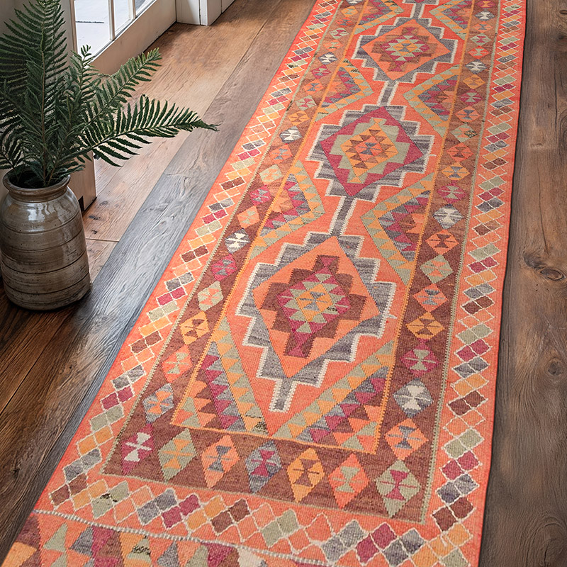Alfombra Kilim Tribal Vintage - 95 cm x 334 cm - K0077498