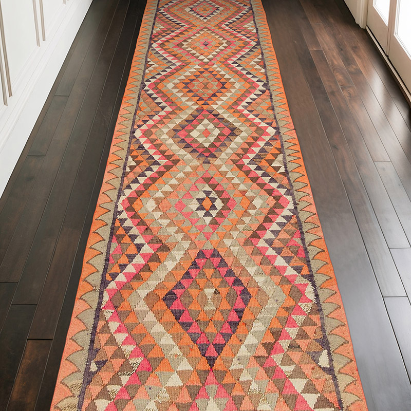 Vintage Tribal Kilim Runner - 3' 4" x 10' 4" (40" x 124") - K0077510