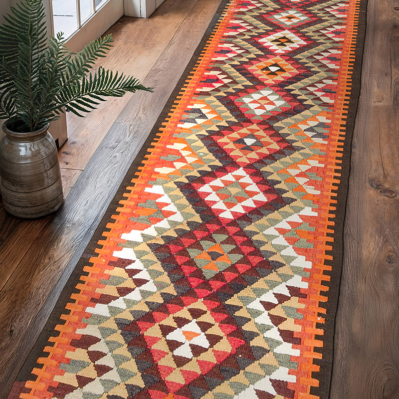 Vintage Tribal Kilim Runner - 2' 8" x 10' 11" (32" x 131") - K0077512