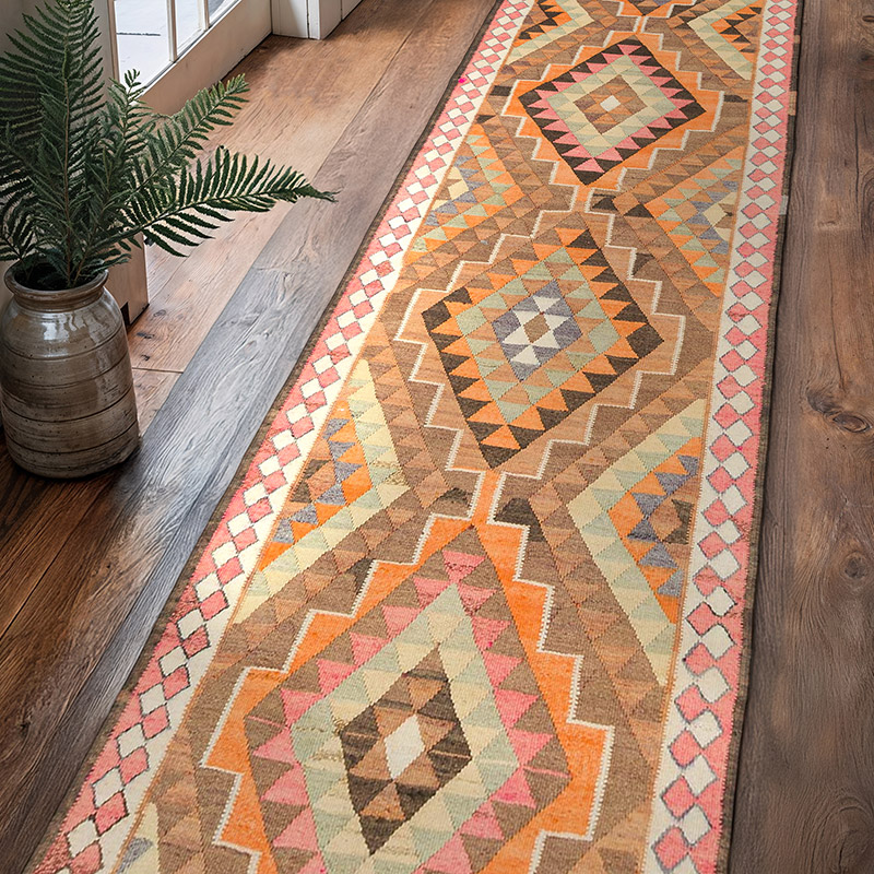 Alfombra Kilim Tribal Vintage - 95 cm x 365 cm - K0077513