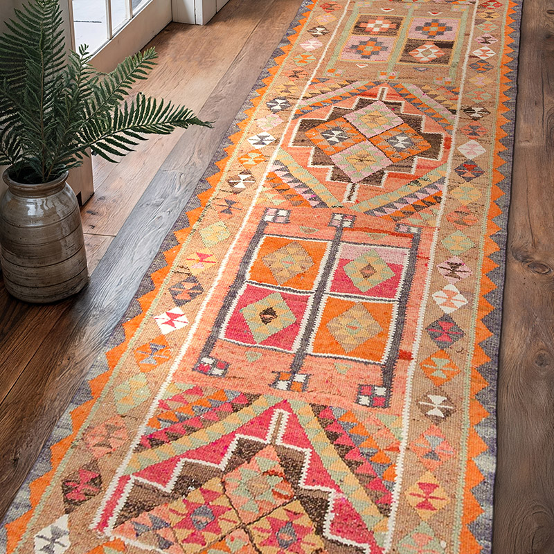 Vintage Tribal Kilim Runner - 3' 2" x 10' 11" (38" x 131") - K0077516