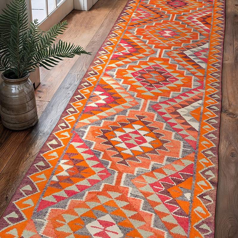 Alfombra Kilim Tribal Vintage - 94 cm x 330 cm - K0077523