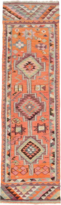 Alfombra Kilim Tribal Vintage - 91 cm x 295 cm