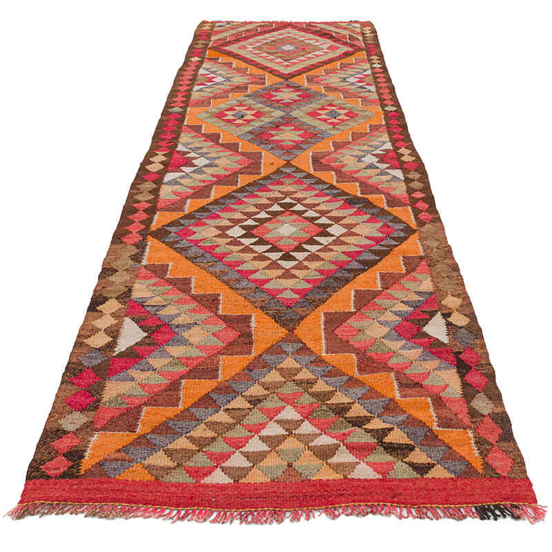 Vintage Tribal Kilim Runner - 2' 11" x 10' 6" (35" x 126") - K0077542