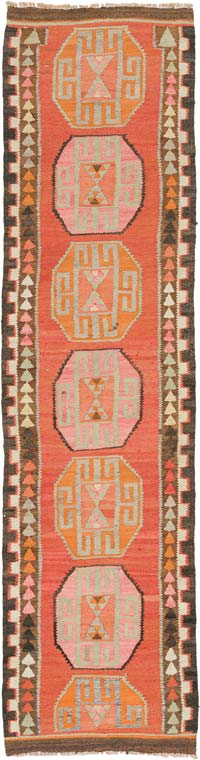 Alfombra Kilim Tribal Vintage - 85 cm x 328 cm