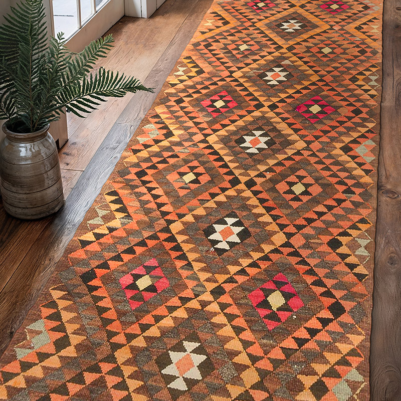 Vintage Tribal Kilim Runner - 3'  x 9' 10" (36" x 118") - K0077553